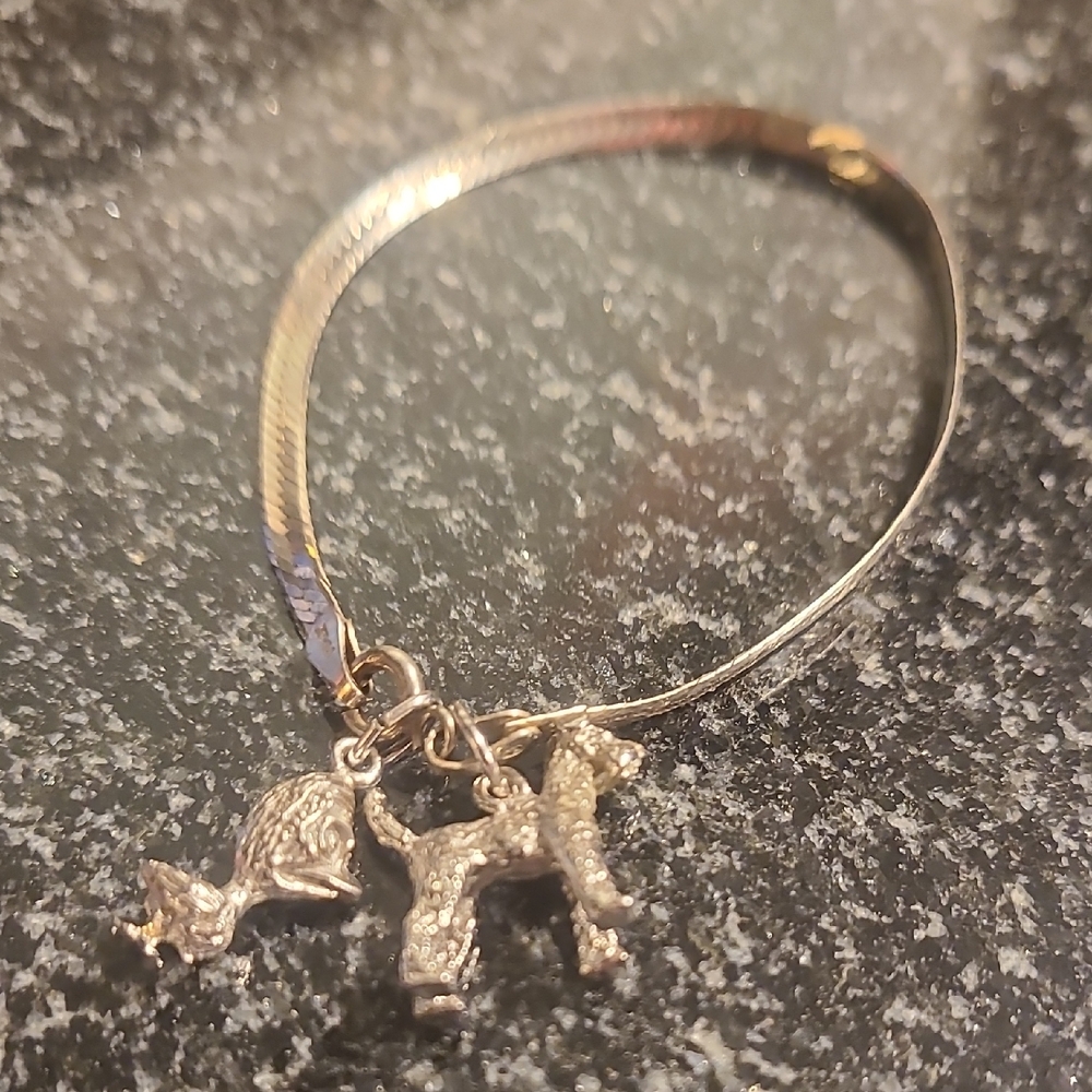 Silver Charm Bracelet with Dog and Bird